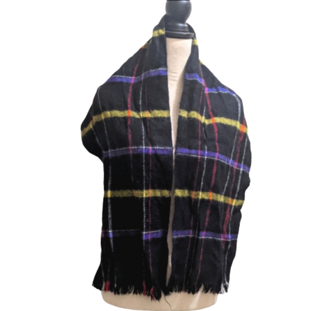 🌟Black Multicolored Plaid Scarf